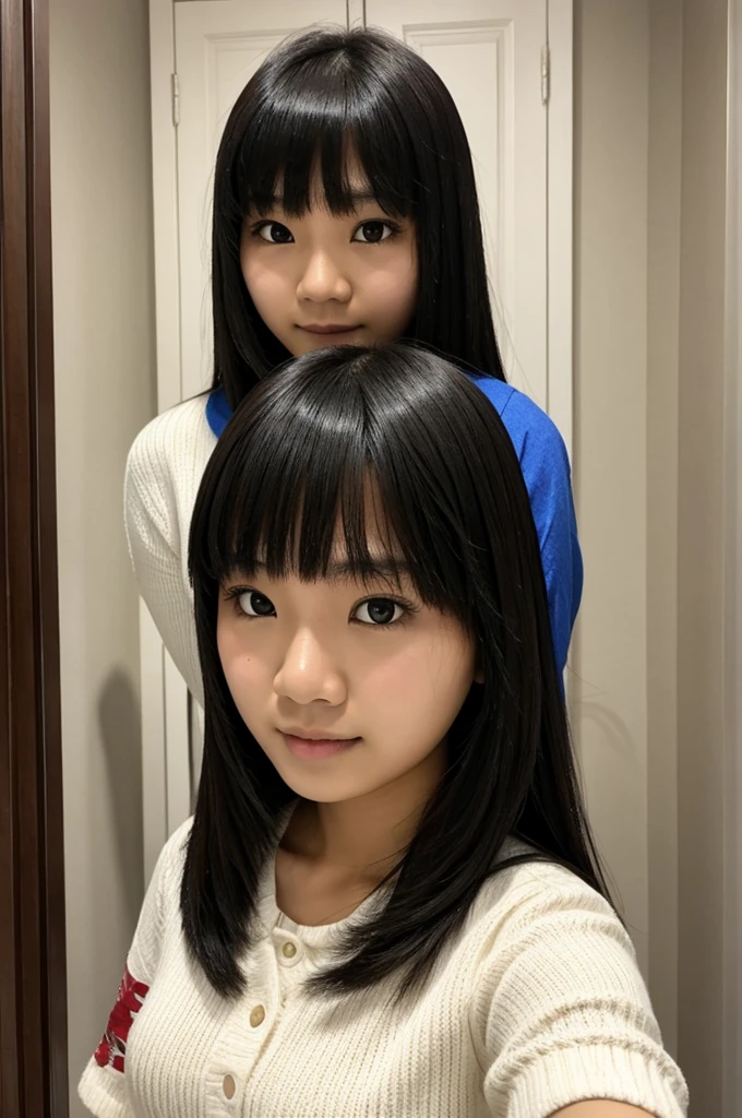 asian woman selfie with bangs
