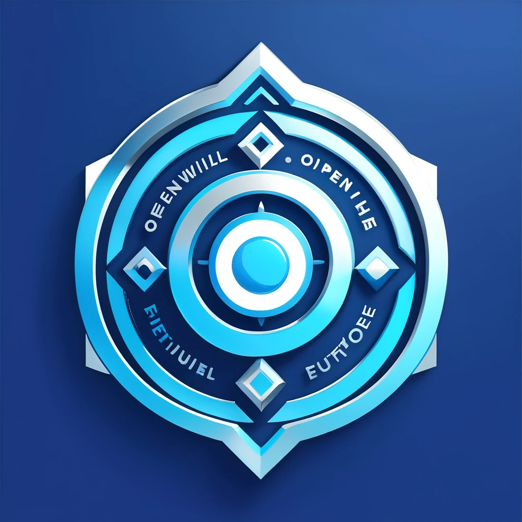 OpenWill, logo with letters, open the future, stylish, simple, blue