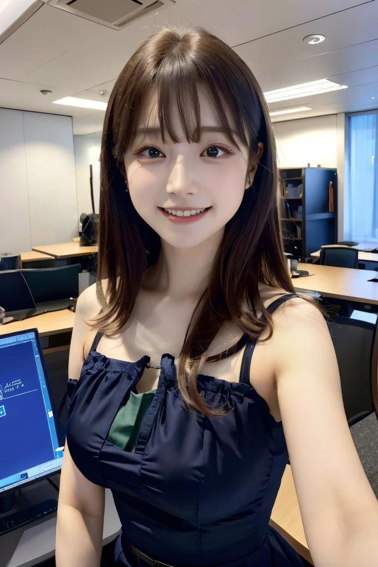 (8K, RAW Photos, Ultra-high resolution, Highest quality, masterpiece:1.2), (Realistic illustrations), (非常に詳細な CG Unity 8K 壁紙), Absurd,
1 Girl,21, Beautiful Face,Medium Chest,Black medium hair,smile,Tilt your head,Grin,Upper Body,China dress,office,Upper Body、Nogizaka idol、、Korean Idol