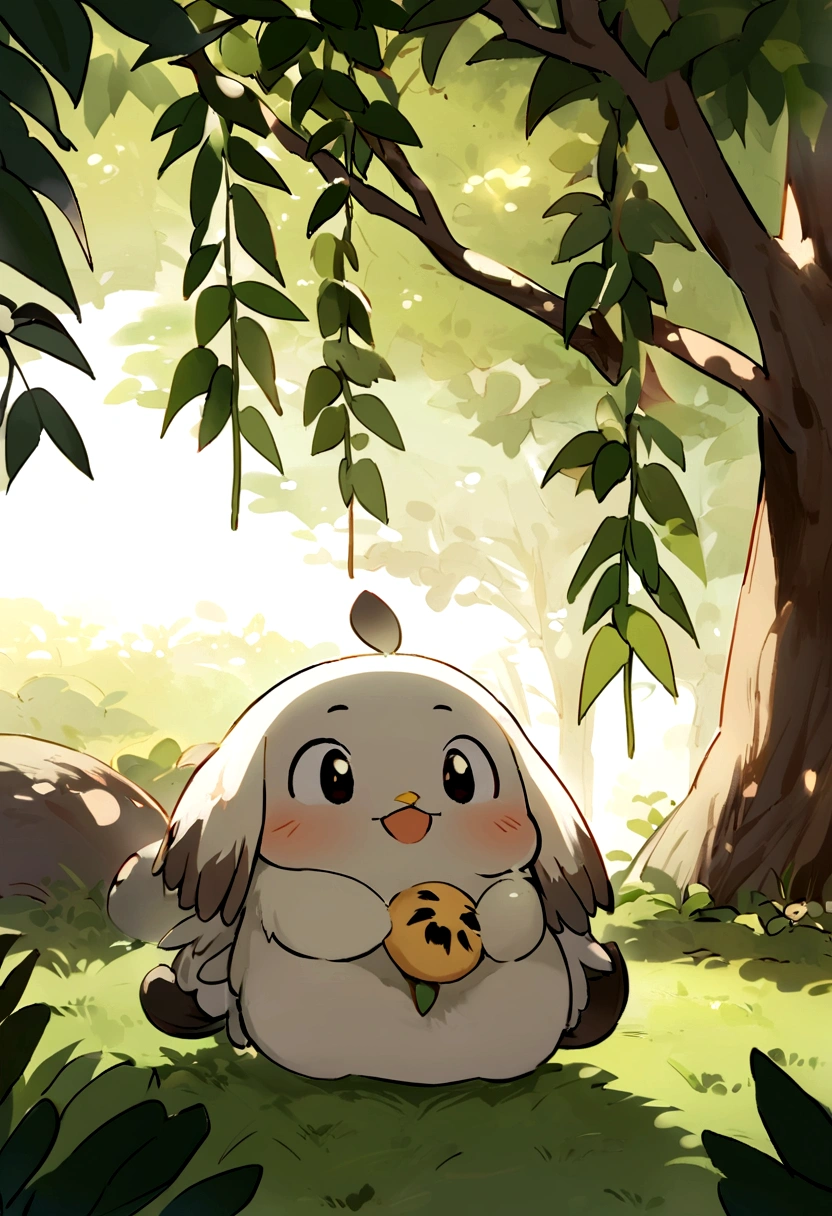 ,Showing a vibrant Huaguo Mountain,The morning light shines through the dense leaves on the ground,Birds sing in the branches。
Narration:In the distant Huaguo Mountain,Inhabited by countless creatures,Among them is a lively and cute little monkey,Name is Lele。