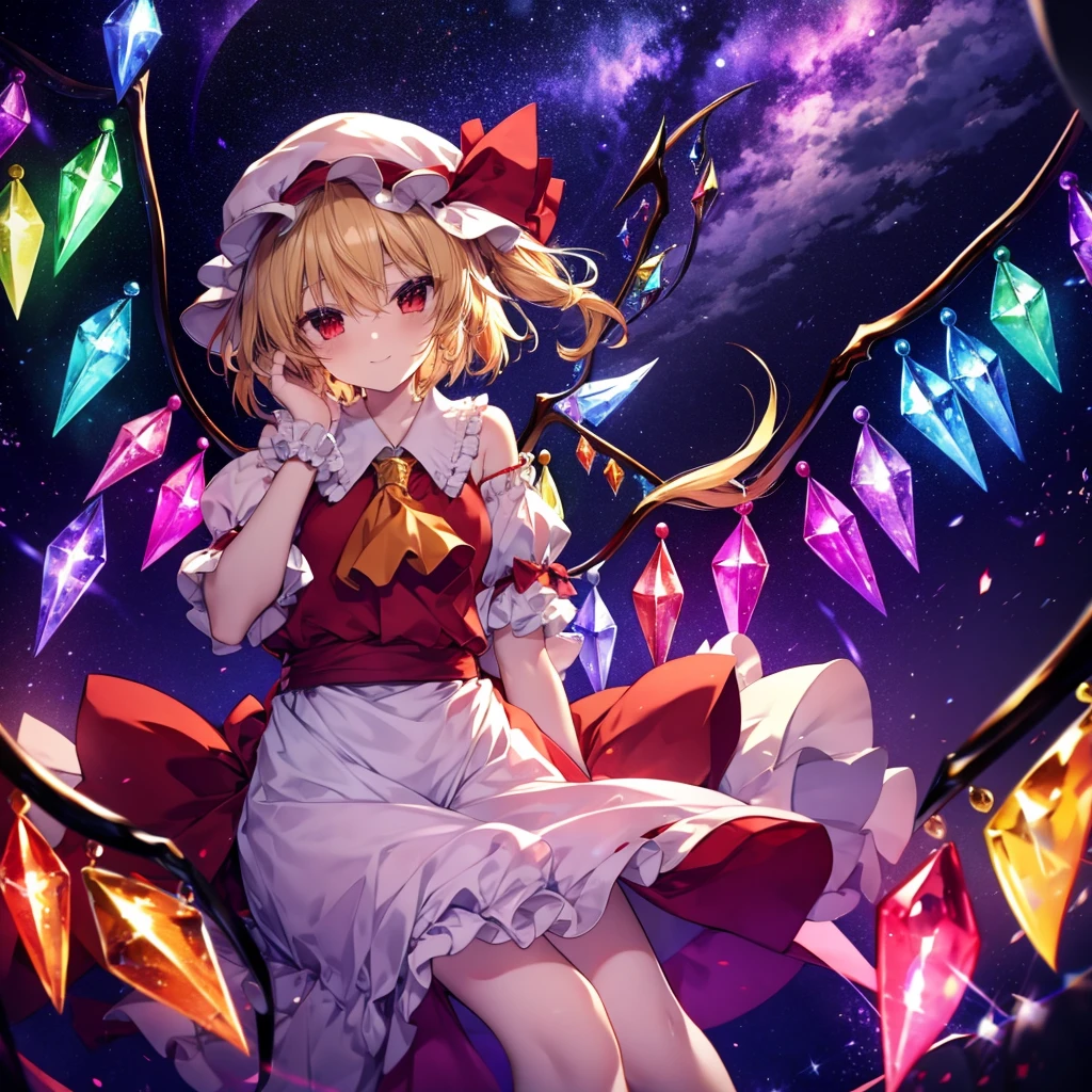 (((Fantasy　Flandre Scarlet)))　((Flaming Spear　Moonlit Night　star　smile　drop down　Catch the wind　End of the Galaxy　Broken glass))　(Shining Background　Shining Edge)