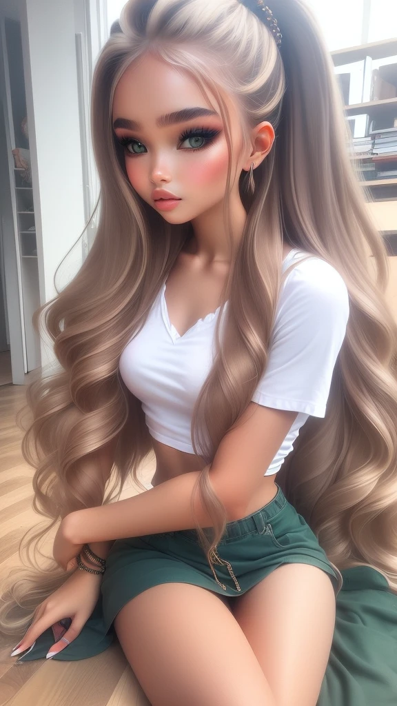 3 sweet innocent tween 18 year olds kneeling, bound, tied up, wearing crop top hoodies and short skirts, ahegao, innocent and playful, real photography, modern look, silky dress or skirt with cutouts, skinny body, rolling eyes