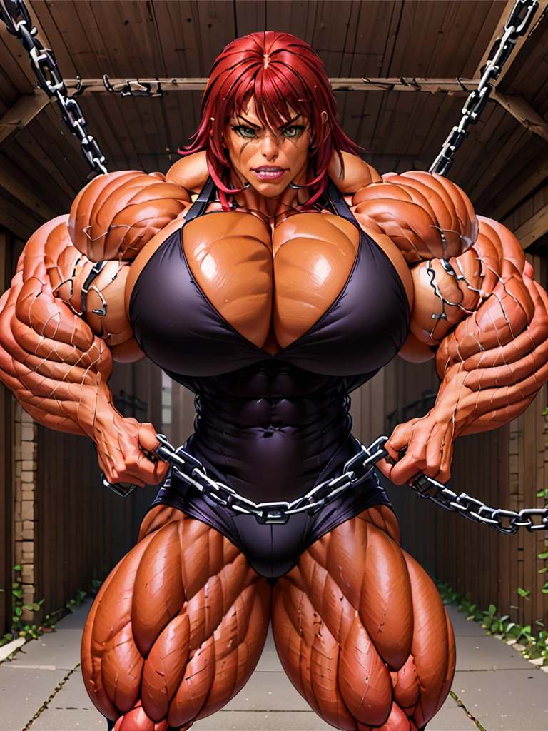 Muscle woman chained 