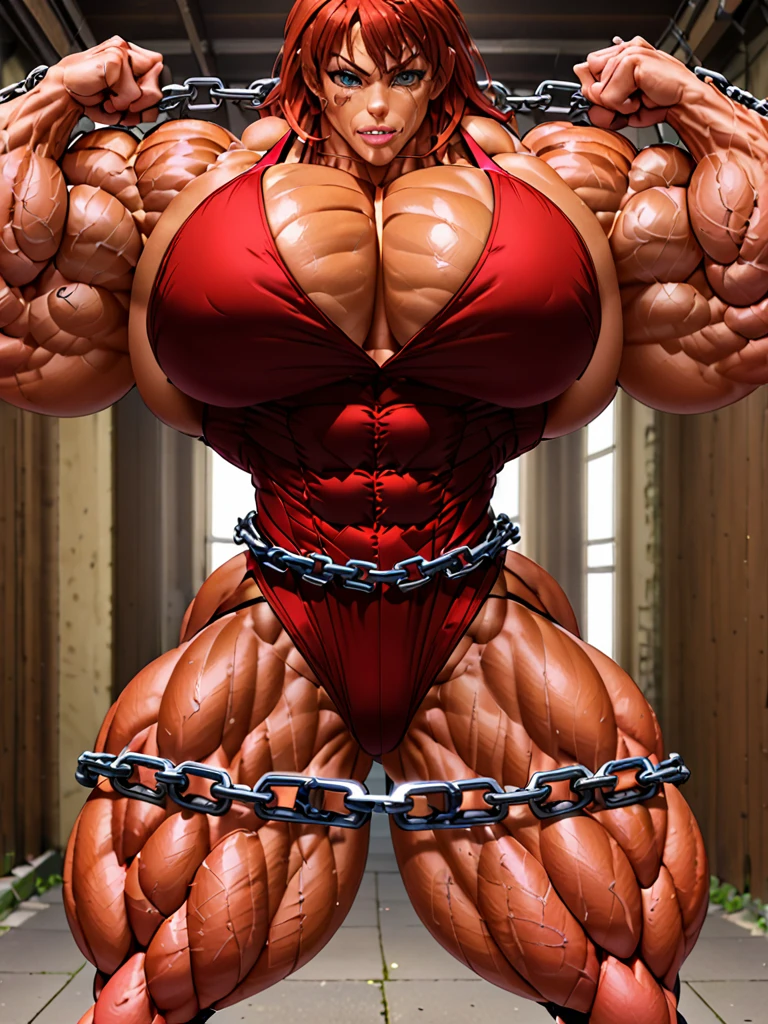 Muscle woman chained 