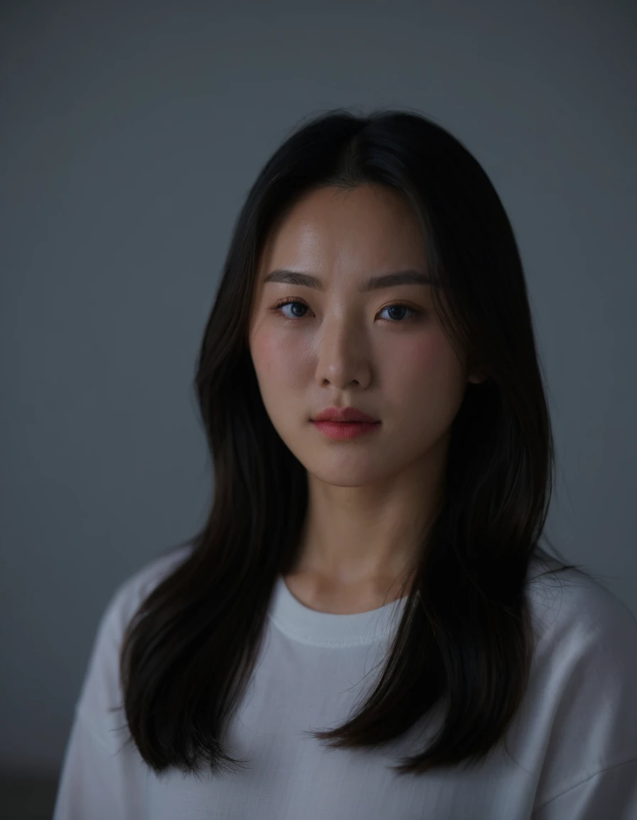 Best Quality, 8k, Masterpiece, (Portrait: 1.3), (photo realistic:1.4), (hyper realistic:1.4), Sharp Focus, looking at viewer, (smoother lighting:1.1), (increase cinematic lighting quality:0.9), realistic lighting, backlighting, light on face, ray trace, (brightening light:1.2), (Increase quality:1.4), sharp detail, (best quality real texture skin:1.4), finely detailed eyes, black_eyes, finely detailed face, 25 year old Korean woman