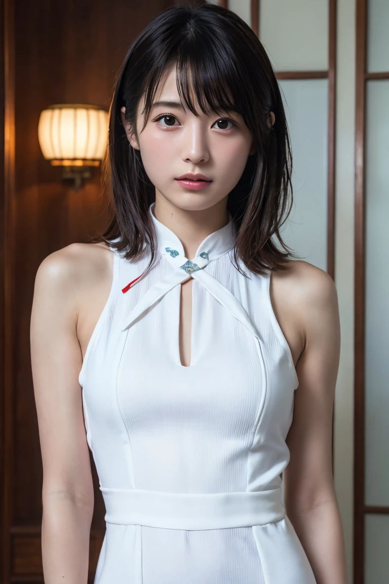 (8K, RAW Photos,Highest quality, High resolution:1.1), (Ultra-realistic:1.4),(Realistic, Realistic:1.3),The Beauty of Japan、((China dress:1.3))、((Upper Body:1.3)),holding panties 