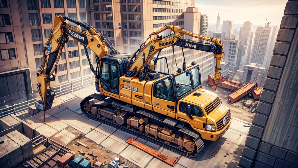 An excavator with top quality on the construction site, Rich details, Perfect image quality,