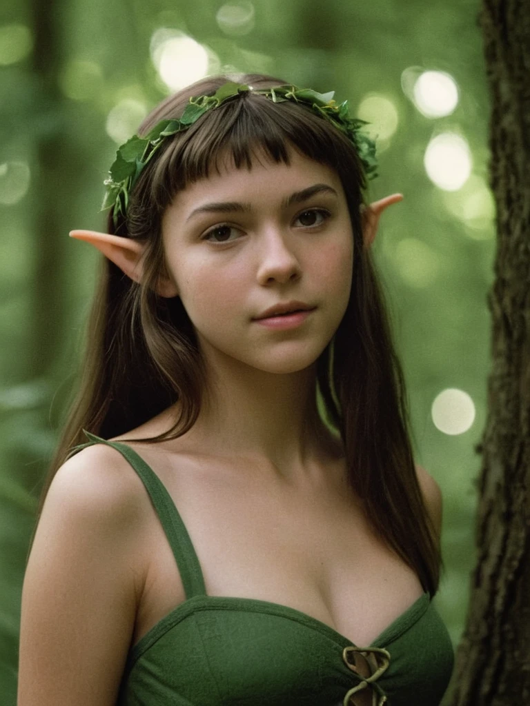 analog film photo, photo of a young elf girl, 18 years-old, elf, elf ears, long pointy ears, brown eyes, light-brown sun-tanned skin, goosebumps, pretty, natural beauty, resembles a young Mary Elizabeth Winstead, wearing nothing, naked, small breasts, hairy dark bush, dark pubic hair, posing in a mystic forest, RAW Photograph, dslr, soft lighting, high quality, film grain, Fujifilm XT3, detailed skin with visible pores, insane details, masterpiece, 8k, 35mm photograph, dslr, kodachrome, faded film, desaturated, grainy, vintage, Kodachrome, Lomography, stained, highly detailed, found footage, close-up shot, elven ears