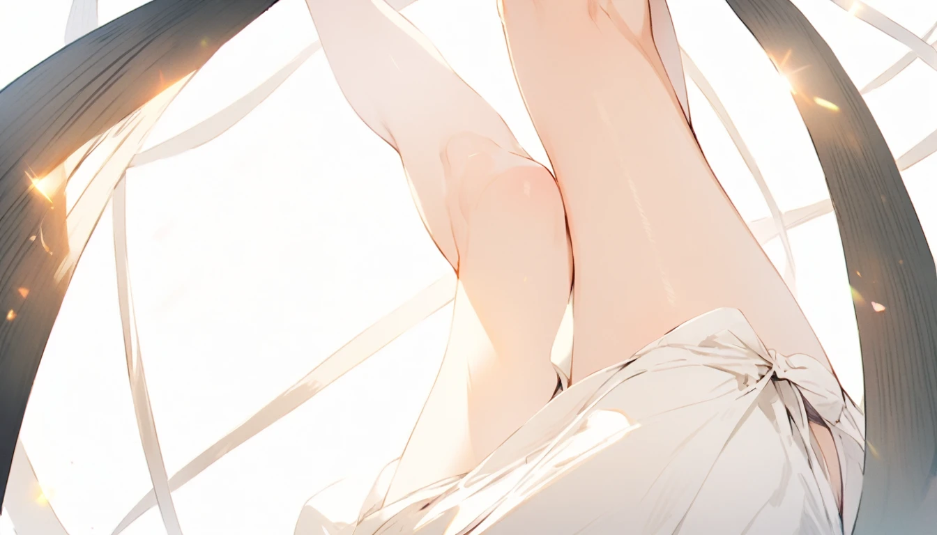 bottom view, looking at view, smile, sitting, white background, large breast,