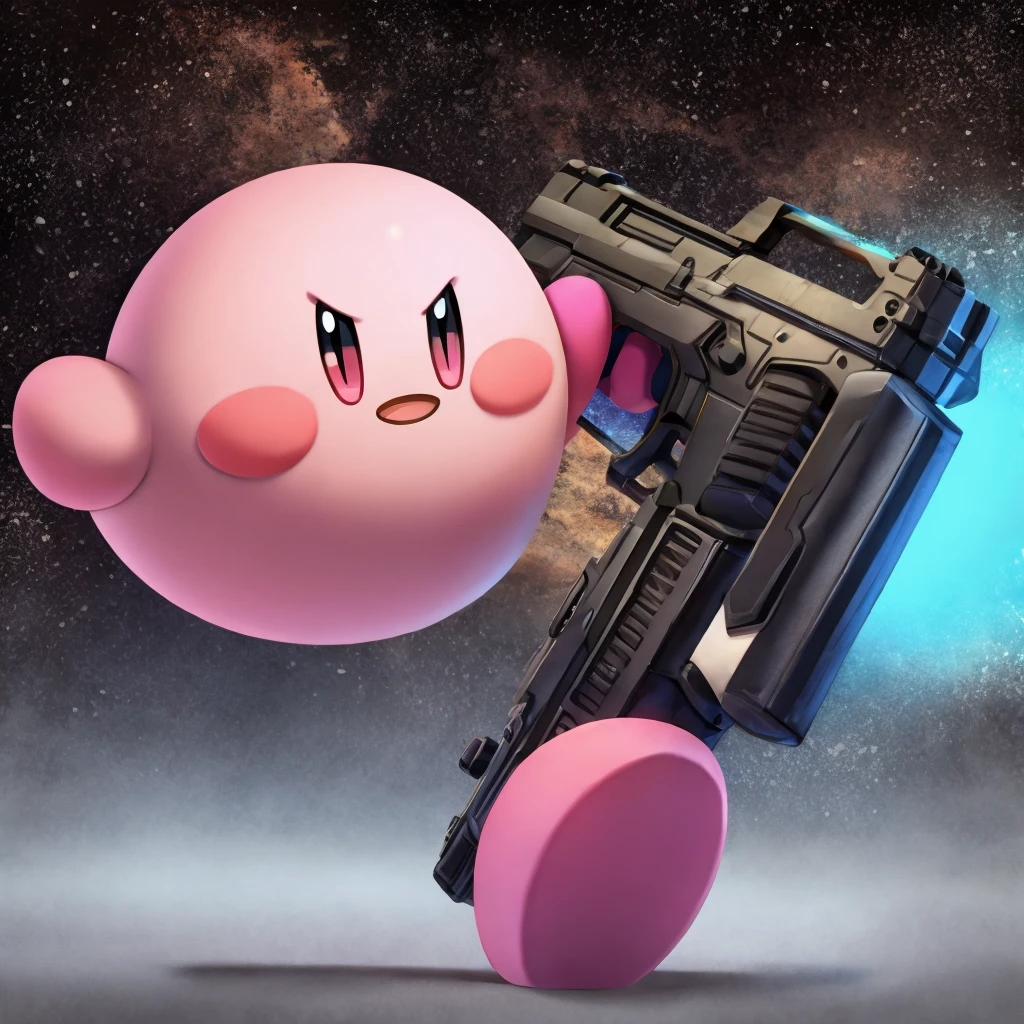 Kirby hold a gun