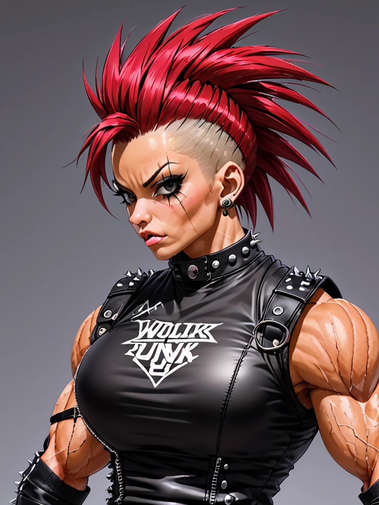 Muscle woman punk hair style