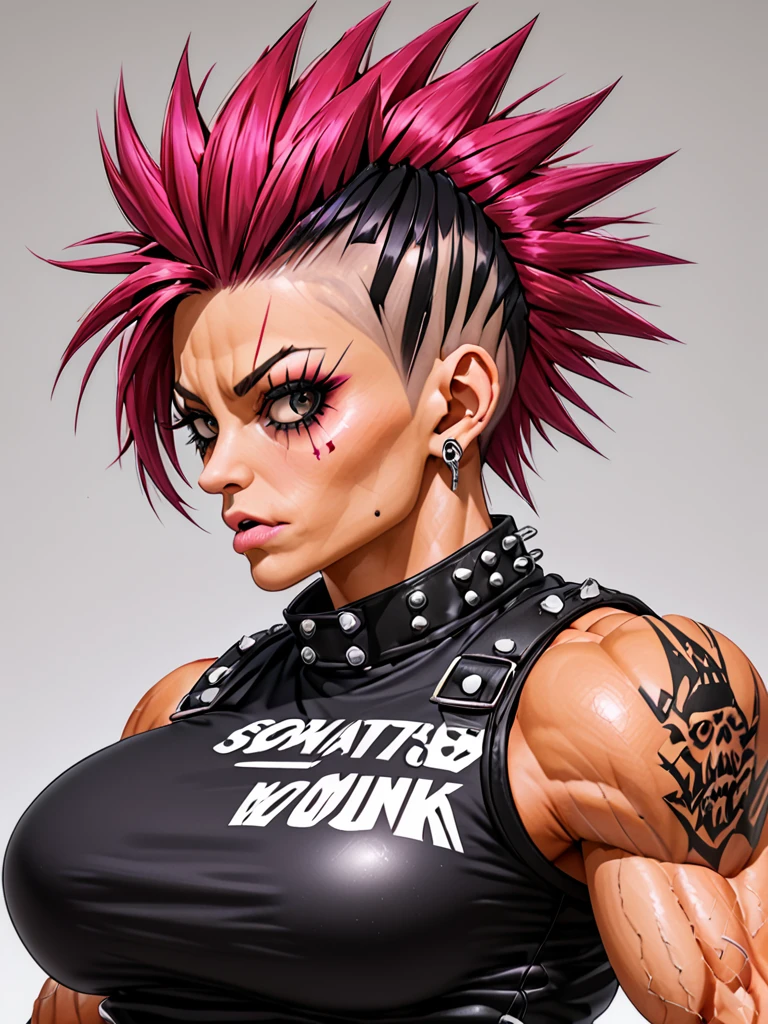 Muscle woman punk hair style