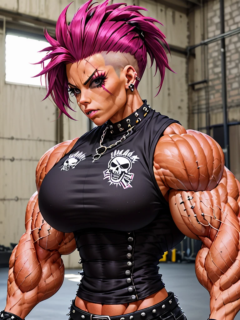 Muscle woman punk hair style 