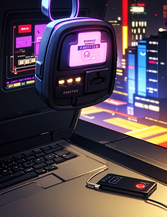 (Masterpiece:1.3) (best quality:1.2) (high quality:1.1) RAW Photo of CyberpunkWorld USB drive,NO HUMAN, object focus 