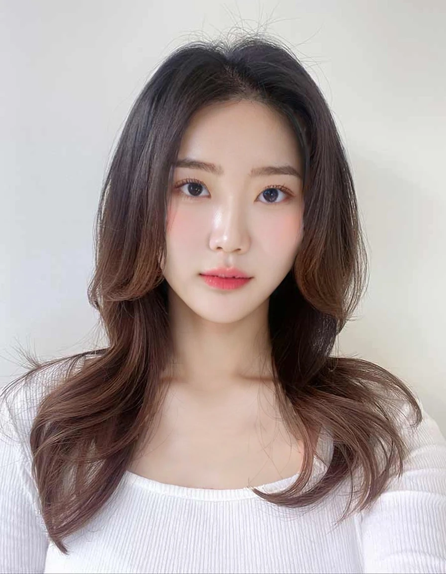 Best Quality, 8k, Masterpiece, (Portrait: 1.3), (photo realistic:1.4), (hyper realistic:1.4), Sharp Focus, looking at viewer, (smoother lighting:1.1), (increase cinematic lighting quality:0.9), realistic lighting, backlighting, light on face, ray trace, (brightening light:1.2), (Increase quality:1.4), sharp detail, (best quality real texture skin:1.4), finely detailed eyes, black_eyes, finely detailed face, 25 year old Korean woman
