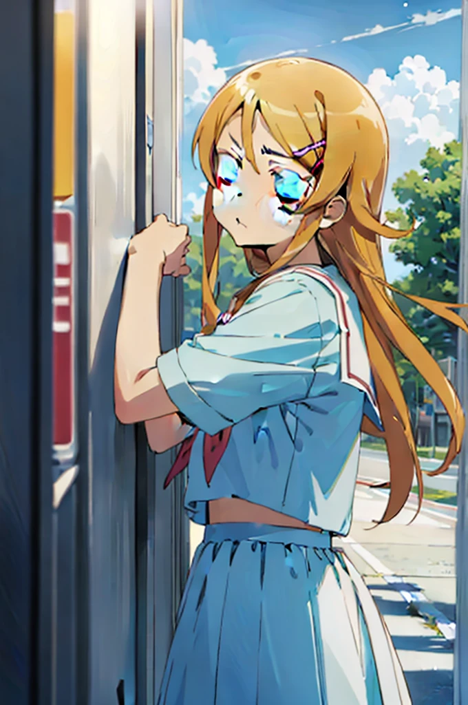 best quality, ultra fine, BREAK, (kirino kousaka:1.2), (white serafuku:1.2), ,