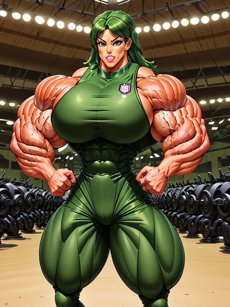 Muscle army woman  cartoon 