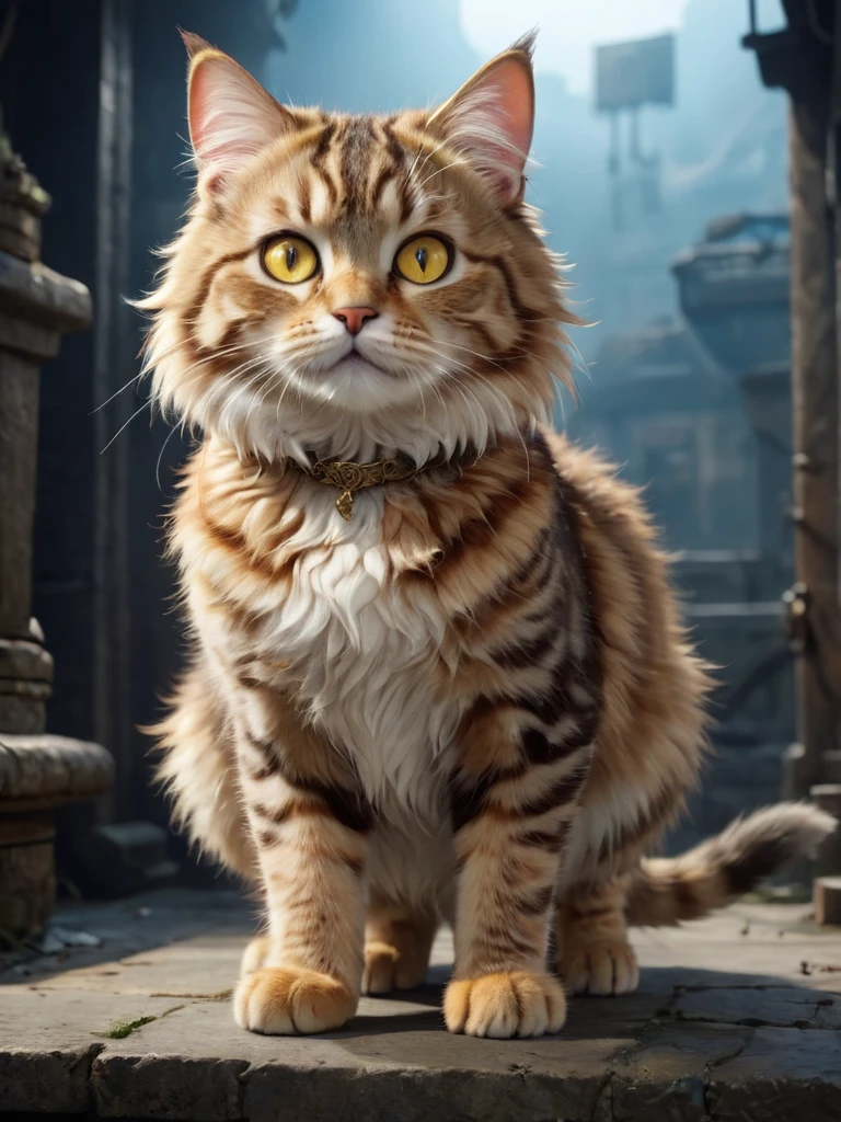  small, かわいいto be bornき物, whole bodyスーツを着て, whole body, , Are standing, Fantasy art, Exquisite detail, Anthropomorphic fluffy tabby cat with yellow eyes, Movie Scenes, Dramatic shot angles, , Realistic, to be born々Stunning cinematic photorealism, Action Portrait, 8K, detailed, Full Frame,Chroma key background