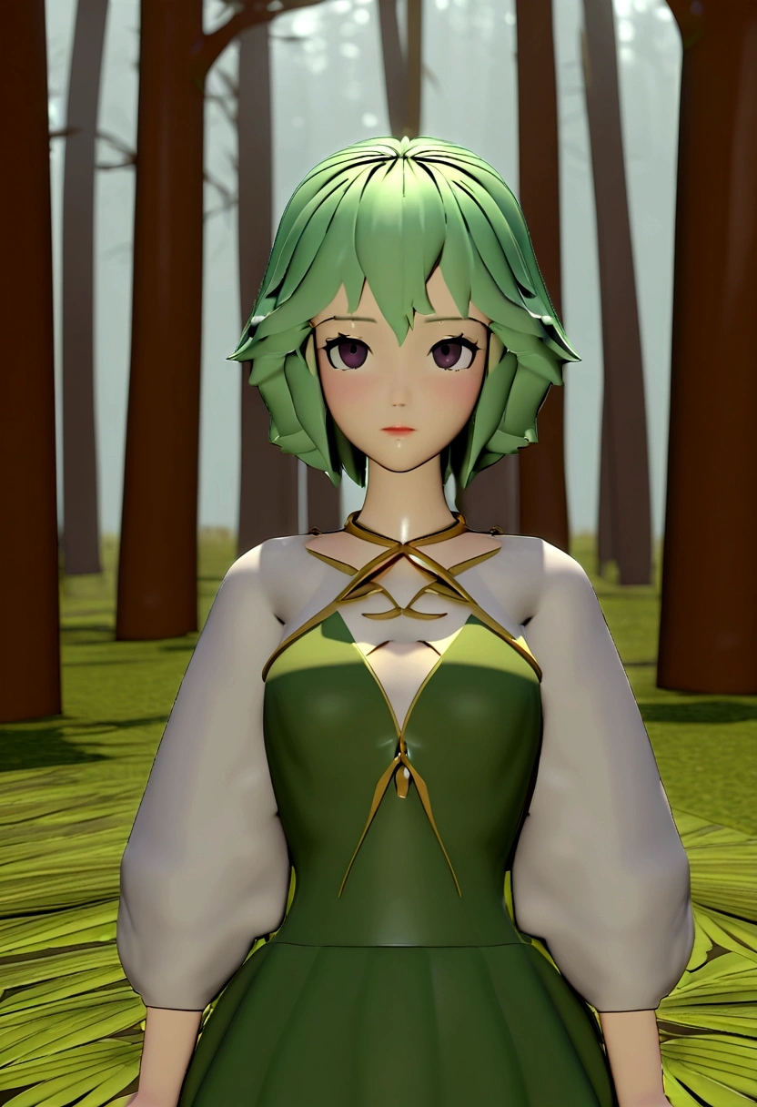 une jeune femme à la chasse dans un forêt , porter un costume de la chasse....3D, dessin animé, visage détaillé, asymétrique 16k