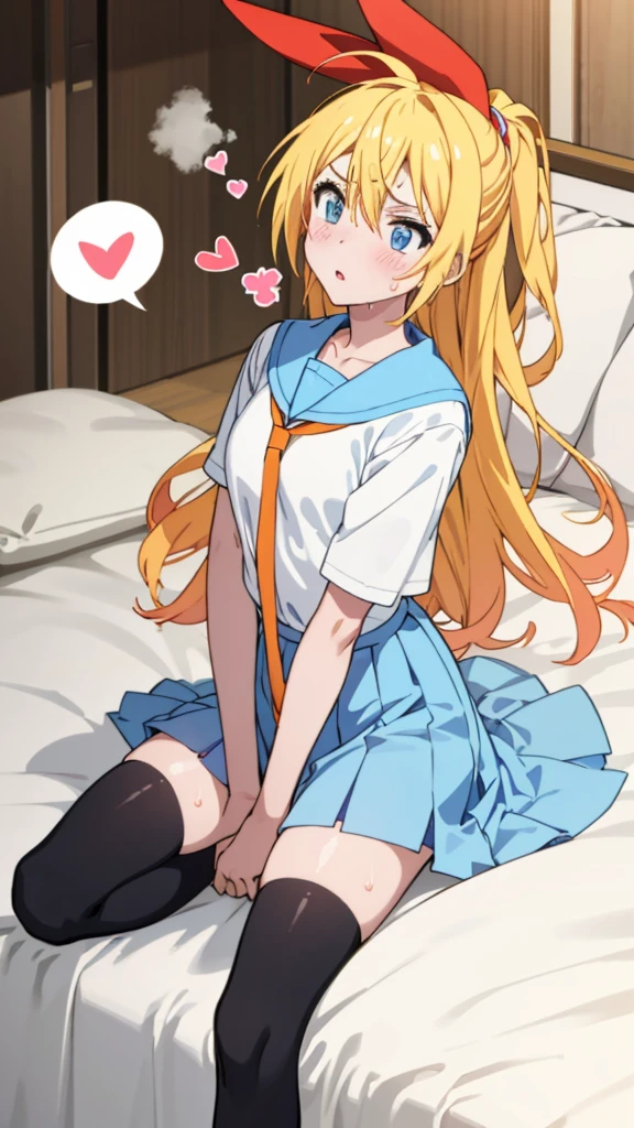 kirisaki chitoge, , serafuku, orange tie, light blue skirt, black thighhighs
, masterpiece, best quality, highres,
BREAK
, (spoken hearts:1.2),(sweat:1.2),(deep breathe:1.2),(on bed:1.2),(steam:1.2)