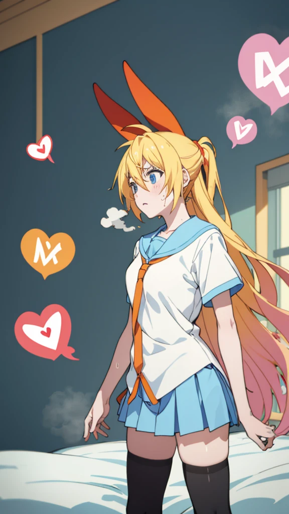 kirisaki chitoge, , serafuku, orange tie, light blue skirt, black thighhighs
, masterpiece, best quality, highres,
BREAK
, (spoken hearts:1.2),(sweat:1.2),(deep breathe:1.2),(on bed:1.2),(steam:1.2)