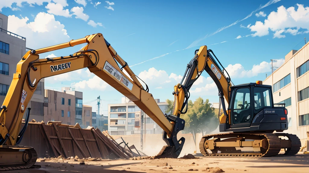 An excavator with top quality on the construction site, Rich details, Perfect image quality,
