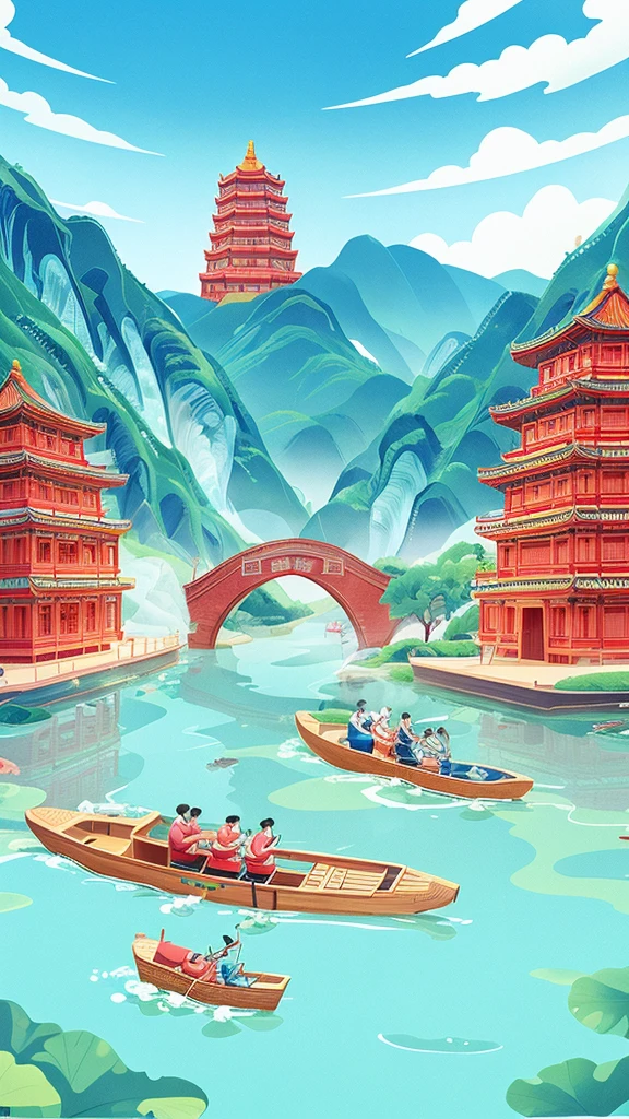 (best quality：1.4)，（Best results：1.4），（Ultra-clear picture quality：1.4），（Ultra-sharp details：1.2）,Chinese Party Building Party Festival Poster，103rd Anniversary，Holidays，，Red Boat， emblem，red flag，red，People