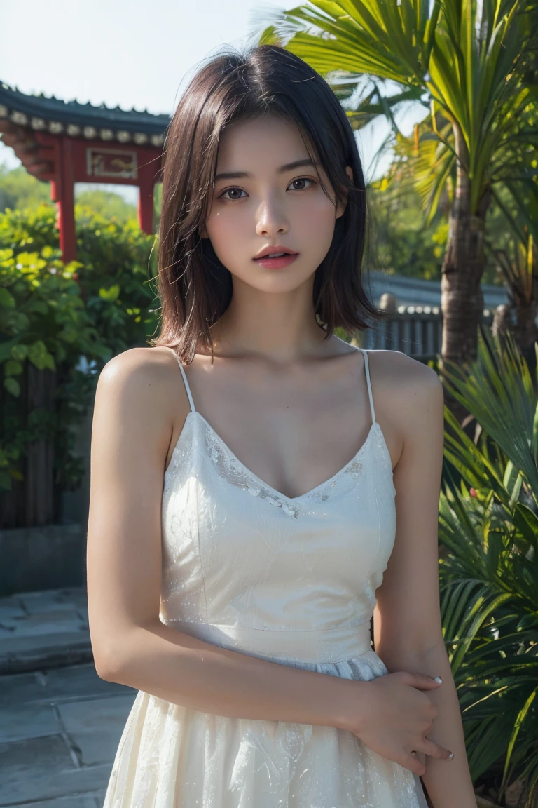 (Highest quality:1.4),(masterpiece:1.4),(Realistic:1.4),(Realistic:1.2),(超High resolution, RAW Photos:1.4),(High resolution, Ultra-detailed:1.2),(8K:1.2),Movie Photos,a photo of a dark-haired,One girl,alone,wear ,((China dress))、((Upper Body:1.3))