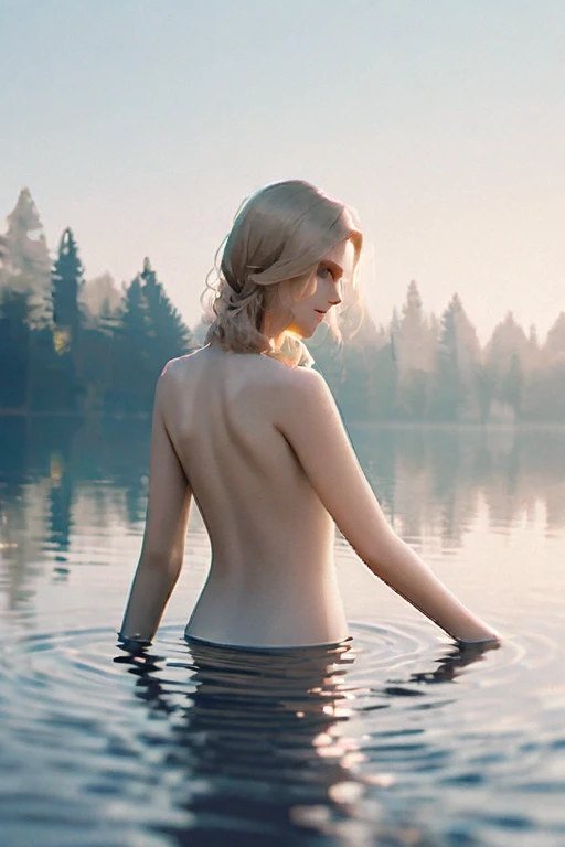 ((Лучшее качество)), ((шедевр)), (подробный), naked girl in the water