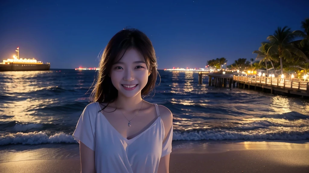 Beauty、smile、night、Ocean