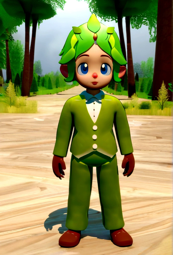 un enfant mignon et heureux debout cheveux courts, porter un costume spatial, à la chasse dans un forêt, l'enfant, à M, Style Pixar, ....3D, dessin animé, visage détaillé, asymétrique 16k