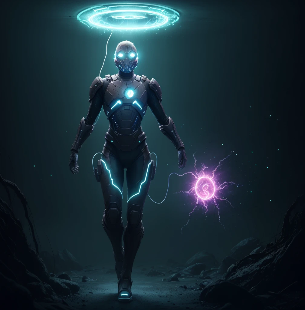 a dying voidwalker, detailed intelligent voidsuit, protectors of life across the galaxy, highly detailed, cinematic lighting, sci-fi, hyperrealistic, 8k, intricate details, dramatic pose, glowing energy effects, bioluminescent details, otherworldly ???????, ethereal atmosphere, rich color palette, chiaroscuro lighting, seamless integration, photorealistic