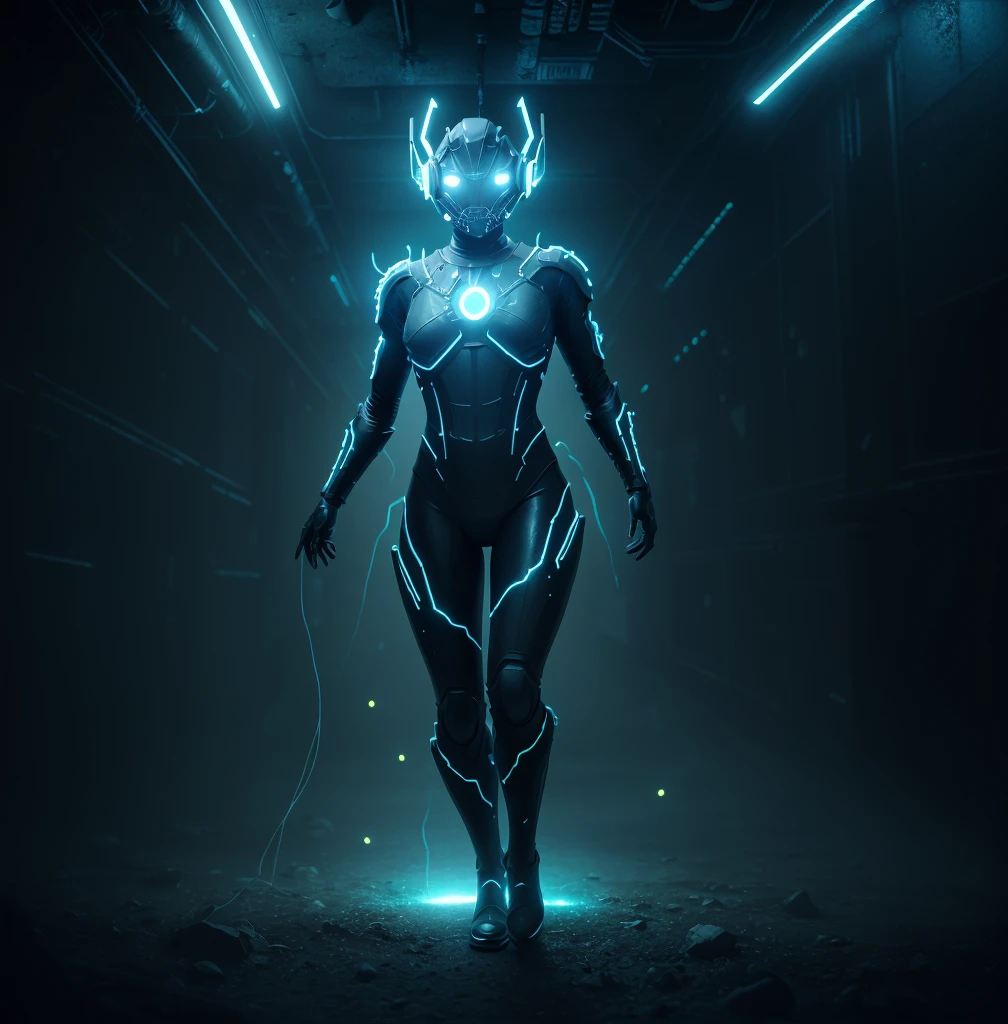 a dying voidwalker, detailed intelligent voidsuit, protectors of life across the galaxy, highly detailed, cinematic lighting, sci-fi, hyperrealistic, 8k, intricate details, dramatic pose, glowing energy effects, bioluminescent details, otherworldly anatomy, ethereal atmosphere, rich color palette, chiaroscuro lighting, seamless integration, photorealistic