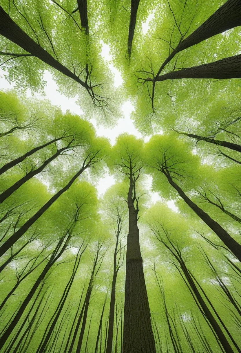 Minimalism,spring,Towering woods,Green Theme