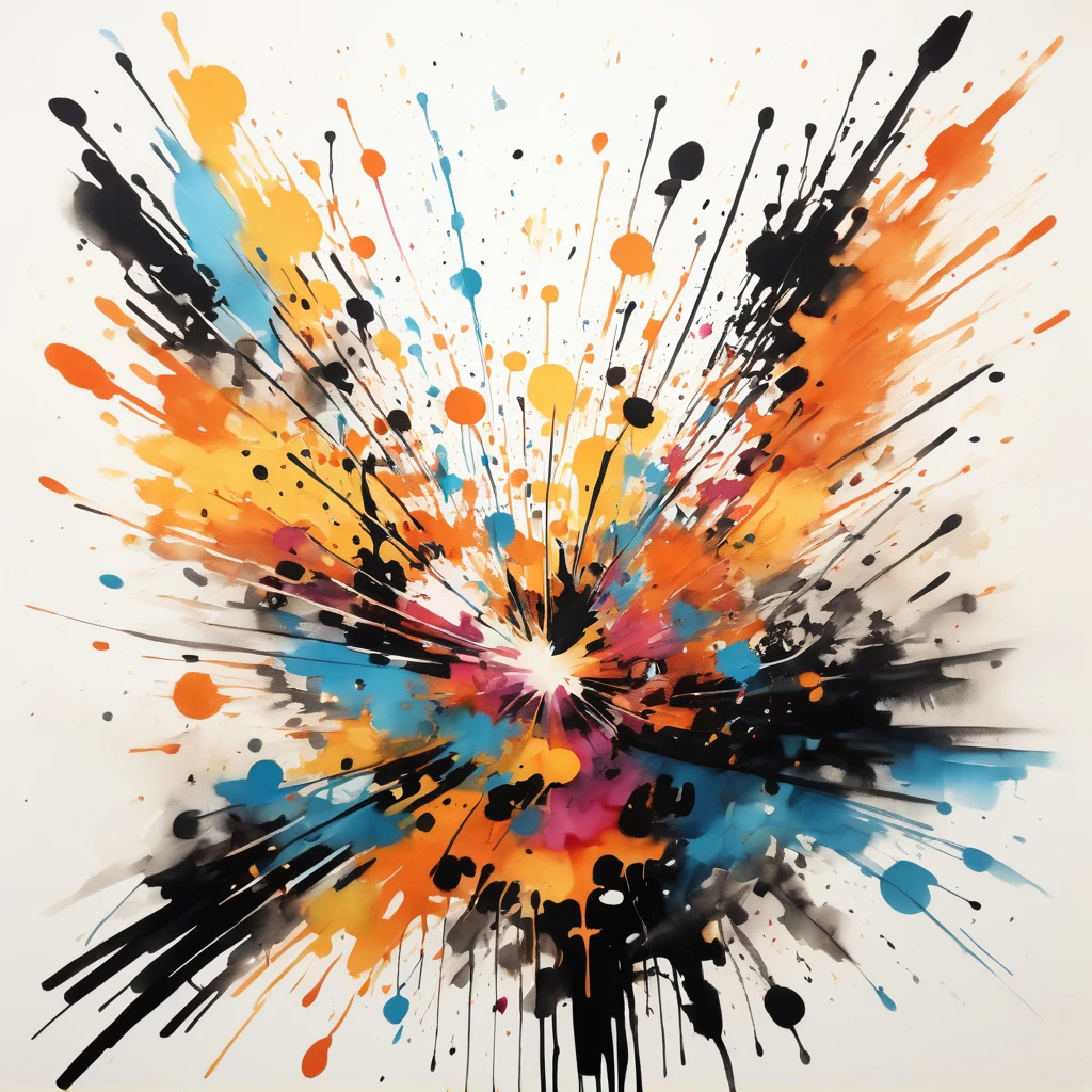 vectorial art, With lots of colorful underdog illustrations, At the center, swirly vibrant colors,graffiti art,ink spatter,Wild and unbridled,rich and colorful,visual impact,Super detailed modern aesthetic,