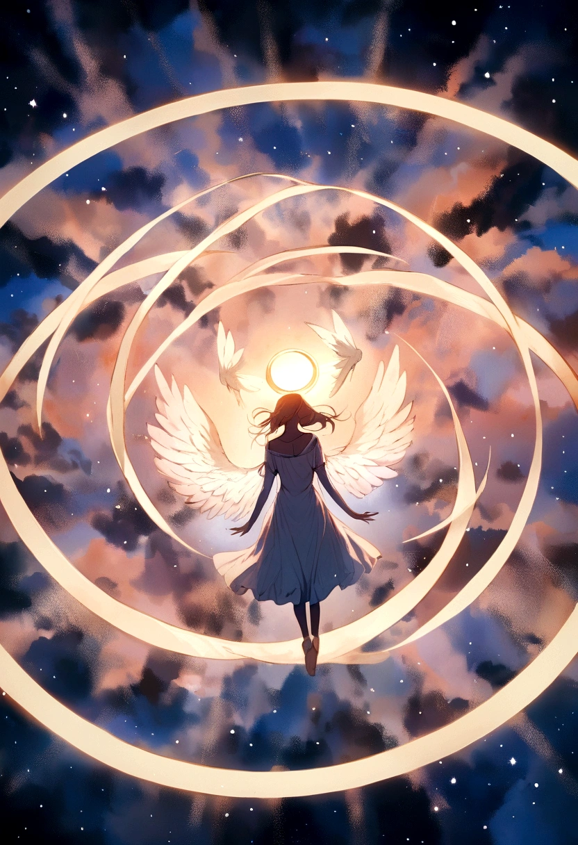 Angels flying in a circle in the sky