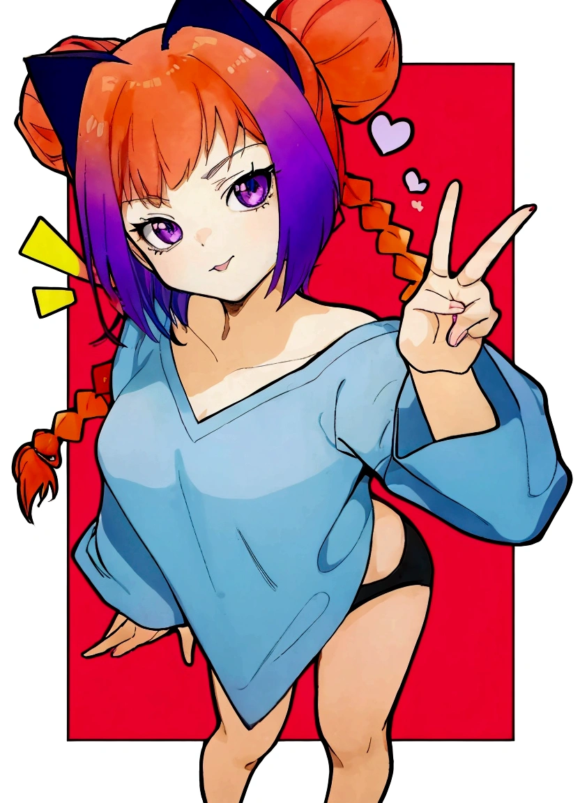 anime girl with purple hair and blue shirt pointing at something, anime catgirl, anime girl with cat ears, cute anime catgirl, ecchi anime style, anime moe artstyle, nekomimi, in anime style, anime style character, anime girl, in an anime style, in the art style of 8 0 s anime, an anime girl