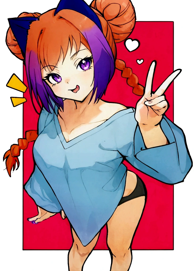 anime girl with purple hair and blue shirt pointing at something, anime catgirl, anime girl with cat ears, cute anime catgirl, ecchi anime style, anime moe artstyle, nekomimi, in anime style, anime style character, anime girl, in an anime style, in the art style of 8 0 s anime, an anime girl