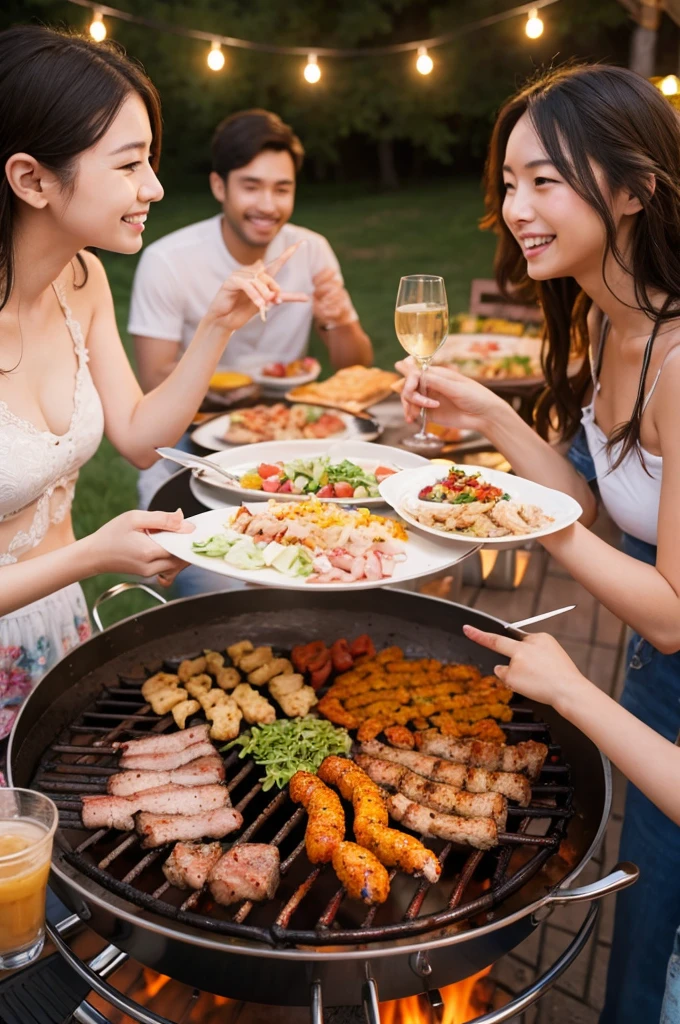 woman、Everyone at a barbecue
