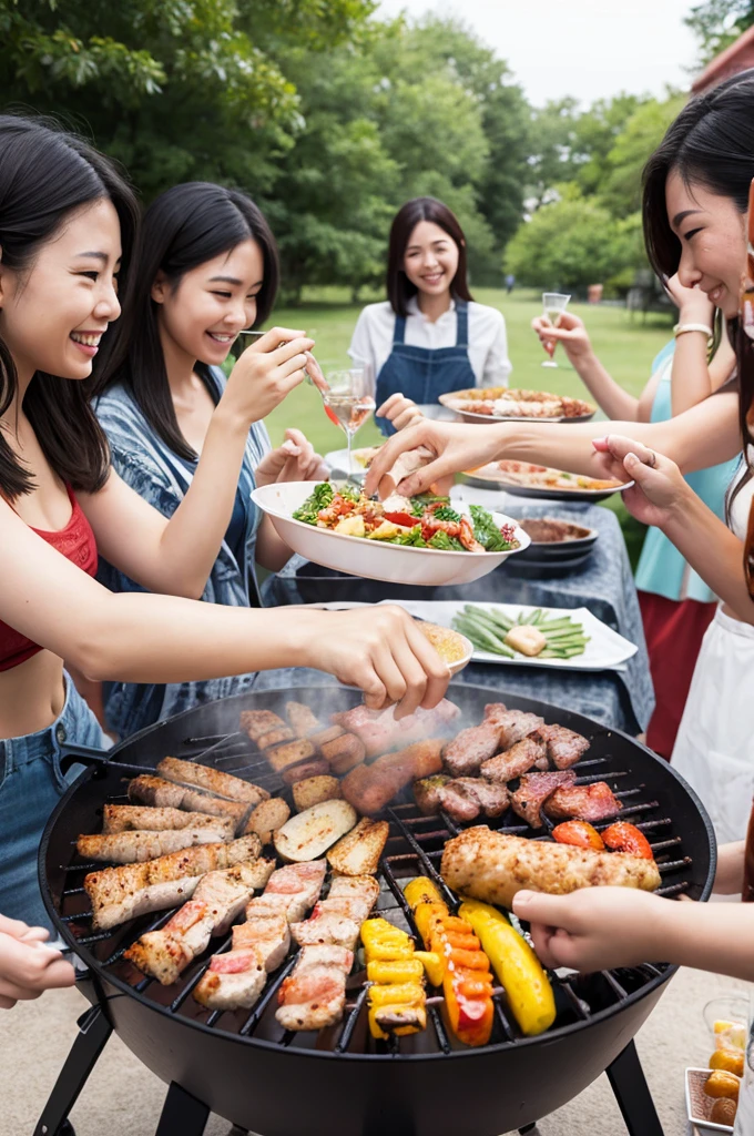 woman、Everyone at a barbecue