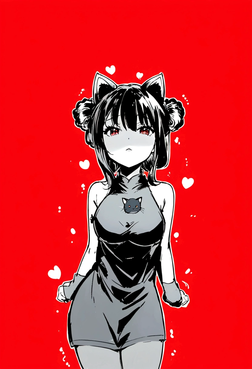 anime girl with black hair and a cat ears in a red background, anime catgirl, anime girl with cat ears, cute anime catgirl, loli in dress, attractive cat girl, nekomimi, anime girl wearing a black dress, girl with cat ears, cat girl, catgirl, cute anime waifu in a nice dress, beautiful anime catgirl, loli