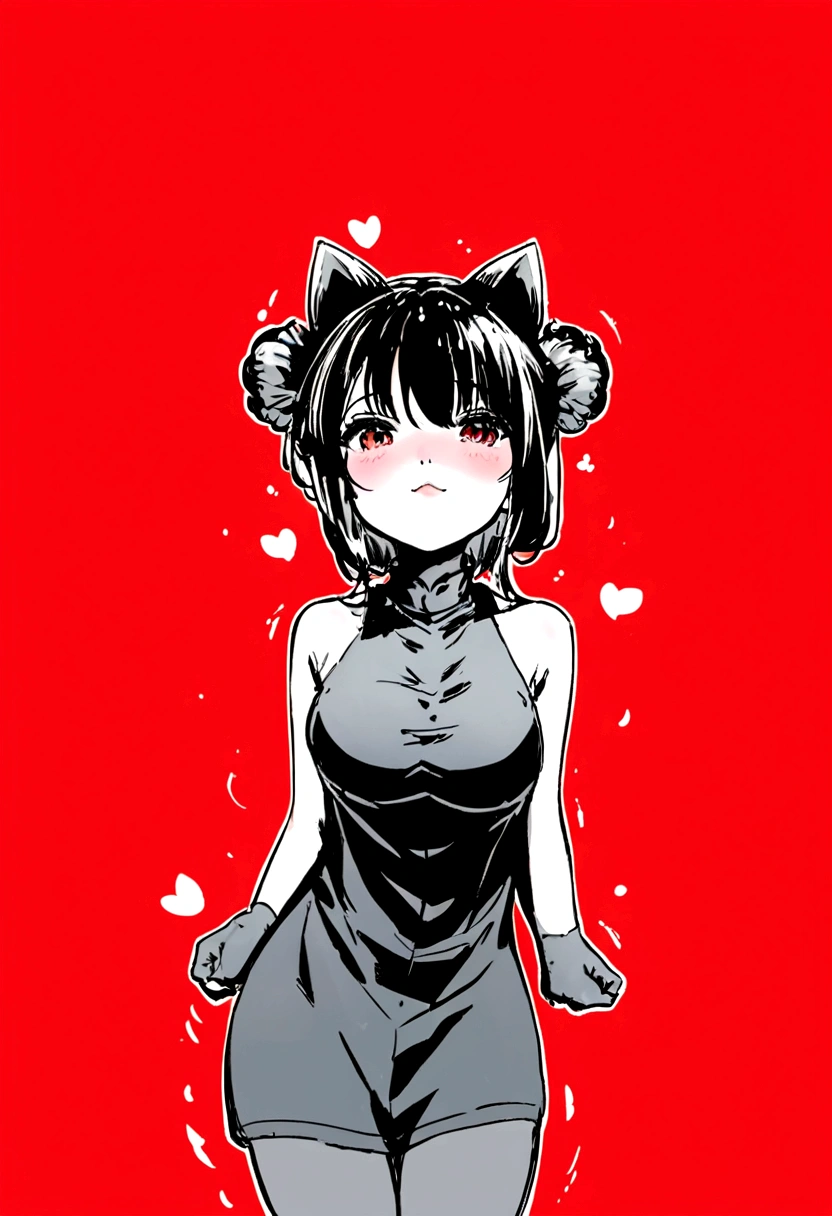 anime girl with black hair and a cat ears in a red background, anime catgirl, anime girl with cat ears, cute anime catgirl, loli in dress, attractive cat girl, nekomimi, anime girl wearing a black dress, girl with cat ears, cat girl, catgirl, cute anime waifu in a nice dress, beautiful anime catgirl, loli