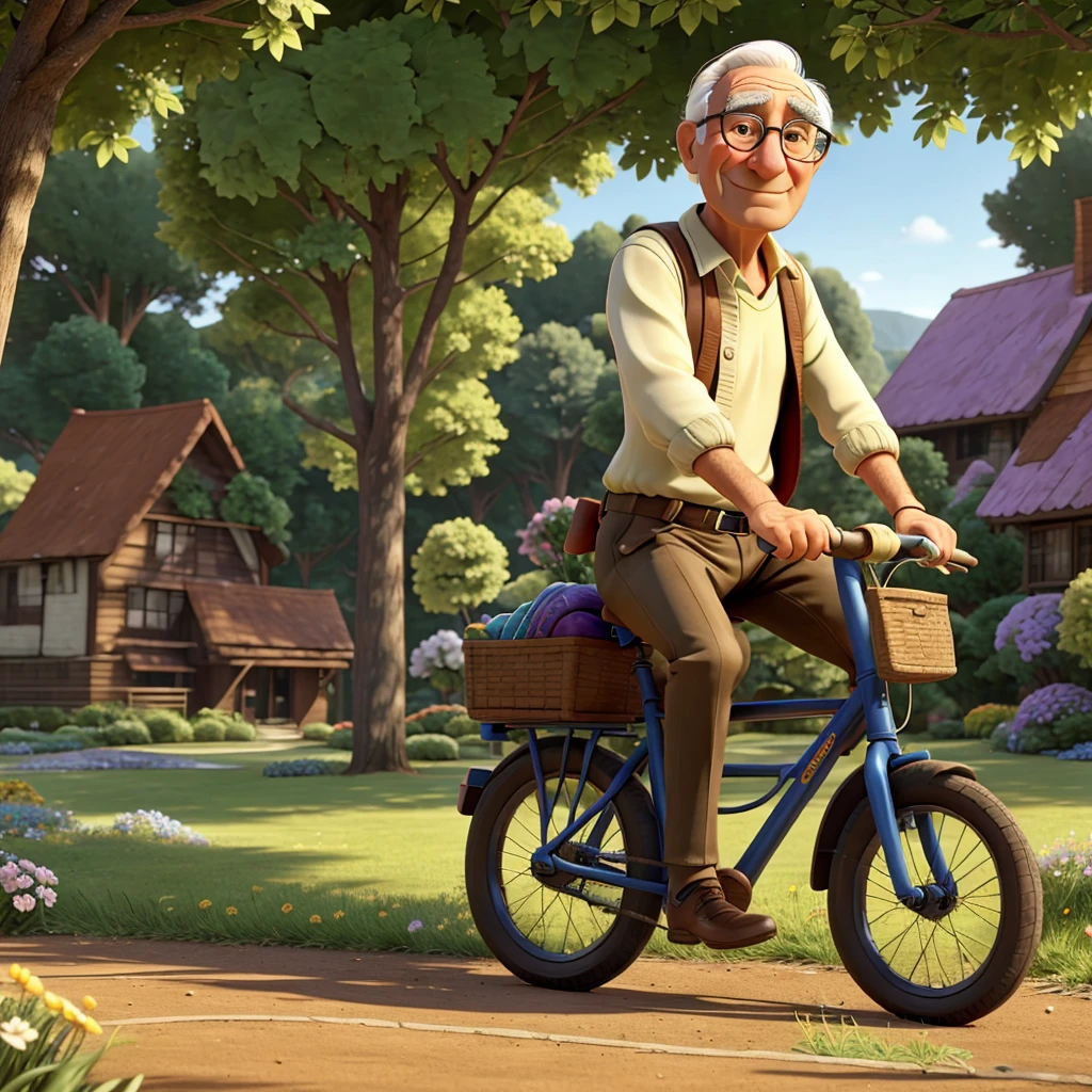 Albert Hofmann father of LSD riding a bike the landscape is psychedelic