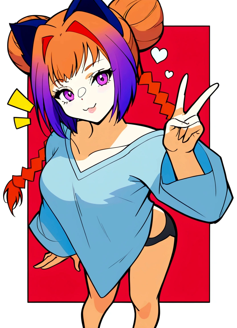 anime girl with purple hair and blue shirt pointing at something, anime catgirl, anime girl with cat ears, cute anime catgirl, ecchi anime style, anime moe artstyle, nekomimi, in anime style, anime style character, anime girl, in an anime style, in the art style of 8 0 s anime, an anime girl
