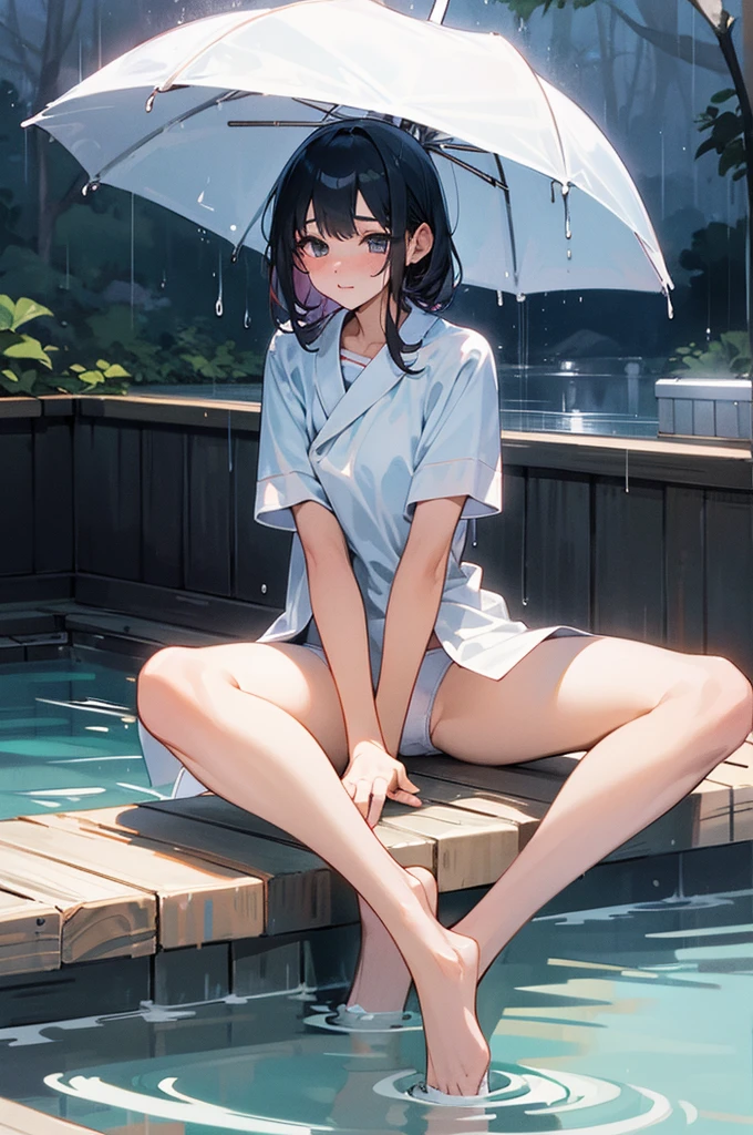 Best image quality, hot spring, satin, ""White underwear"", sit, Spread your legs, Rainfall, ""woman"",