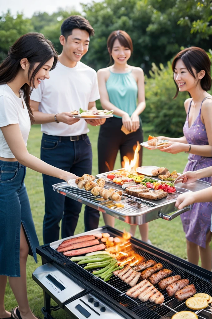 woman、Everyone at a barbecue
