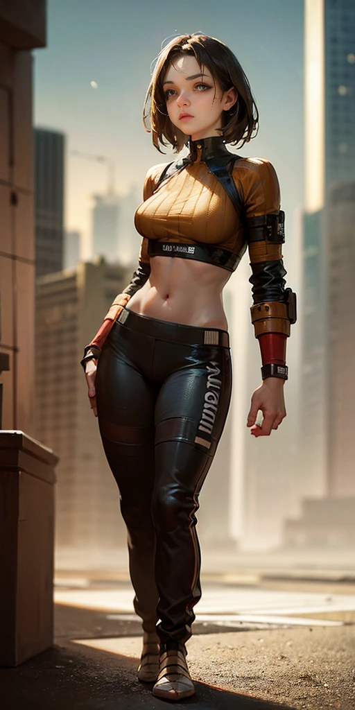 masterpiece, best quality, cowboy shot, view from below, far shot, (realistic, photorealistic), techwear fashion cinematic photo a woman wearing Sheer Top and Ankle pants: Pants that end right at the ankle or slightly above it., Focus - FOV 90 degrees, AlexisTexasQuiron woman, . 35mm photograph, film, bokeh, professional, 4k, highly detailed . futuristic, cyberpunk, urban, tactical, sleek, dark, highly detailed, (high quality skin), (high detailed face skin), (realistic iris), (realistic pupils), (skin pores), (skin imperfections:0.27)