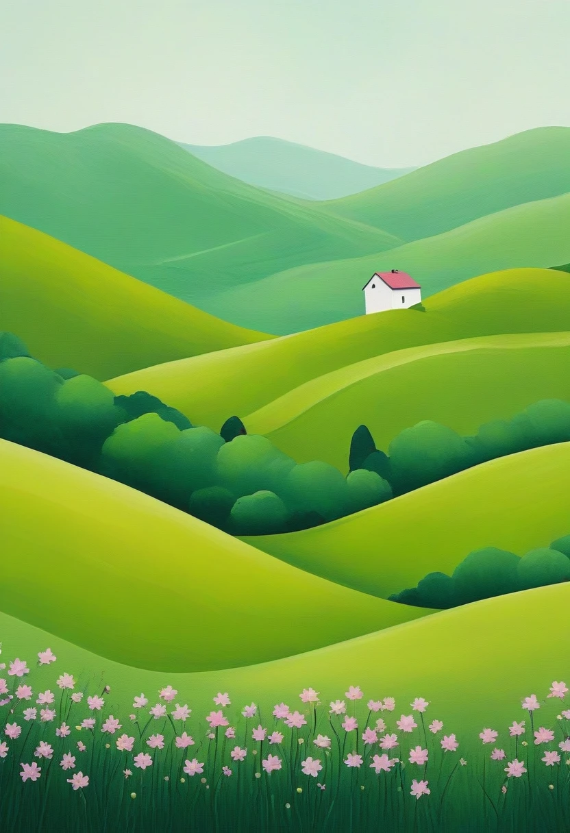 Minimalism,spring,Hills,Green Theme