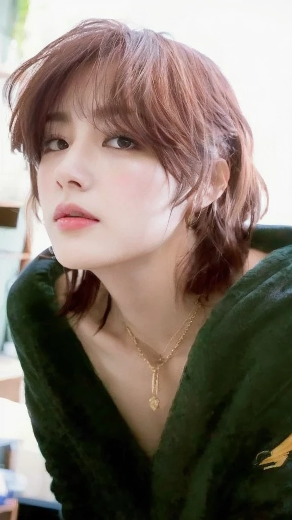 ((Best quality, 8k, Masterpiece :1.3)), Whole body, Sharp focus :1.2, A pretty woman with perfect figure :1.4, Slender abs :1.2, ((Dark brown hair, Big breasts :1.2)), body dress :1.1, (Night city view, Modern balcony :1.1), Highly detailed face and skin texture, Detailed eyes, Double eyelid, Small Bust, OL Uniform, Office Wear, white T-shirt, exposed cleavage, (Black Pantyhose), (No Panties), Interior Scene, Office