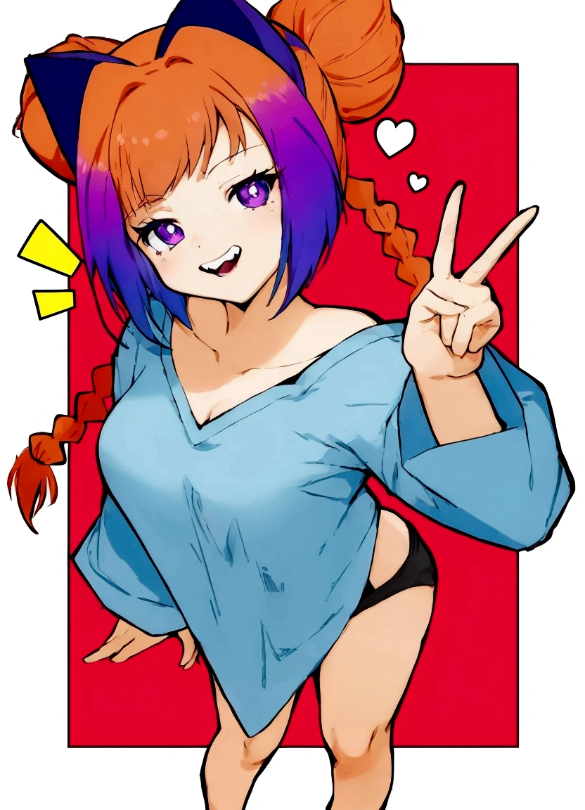 anime girl with purple hair and blue shirt pointing at something, anime catgirl, anime girl with cat ears, cute anime catgirl, ecchi anime style, anime moe artstyle, nekomimi, in anime style, anime style character, anime girl, in an anime style, in the art style of 8 0 s anime, an anime girl